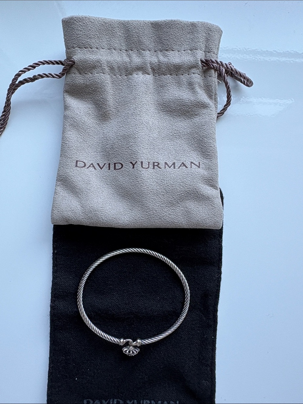 David Yurman sterling twist bracelet with starburst clasp
